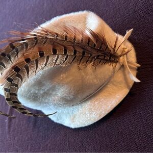 Musketeer Imported Body Made in Austria Union Made Ivory Vintage Feather Fur Ha